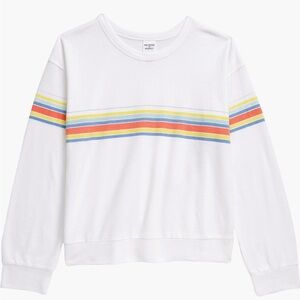 Melrose and Market White Sweater with Multicolor Stripes